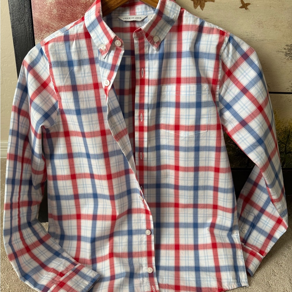 Janie and Jack Red and Blue Checkered Shirt